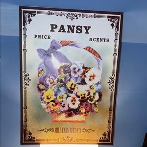 Vintage Pansy Flower Metal Sign!